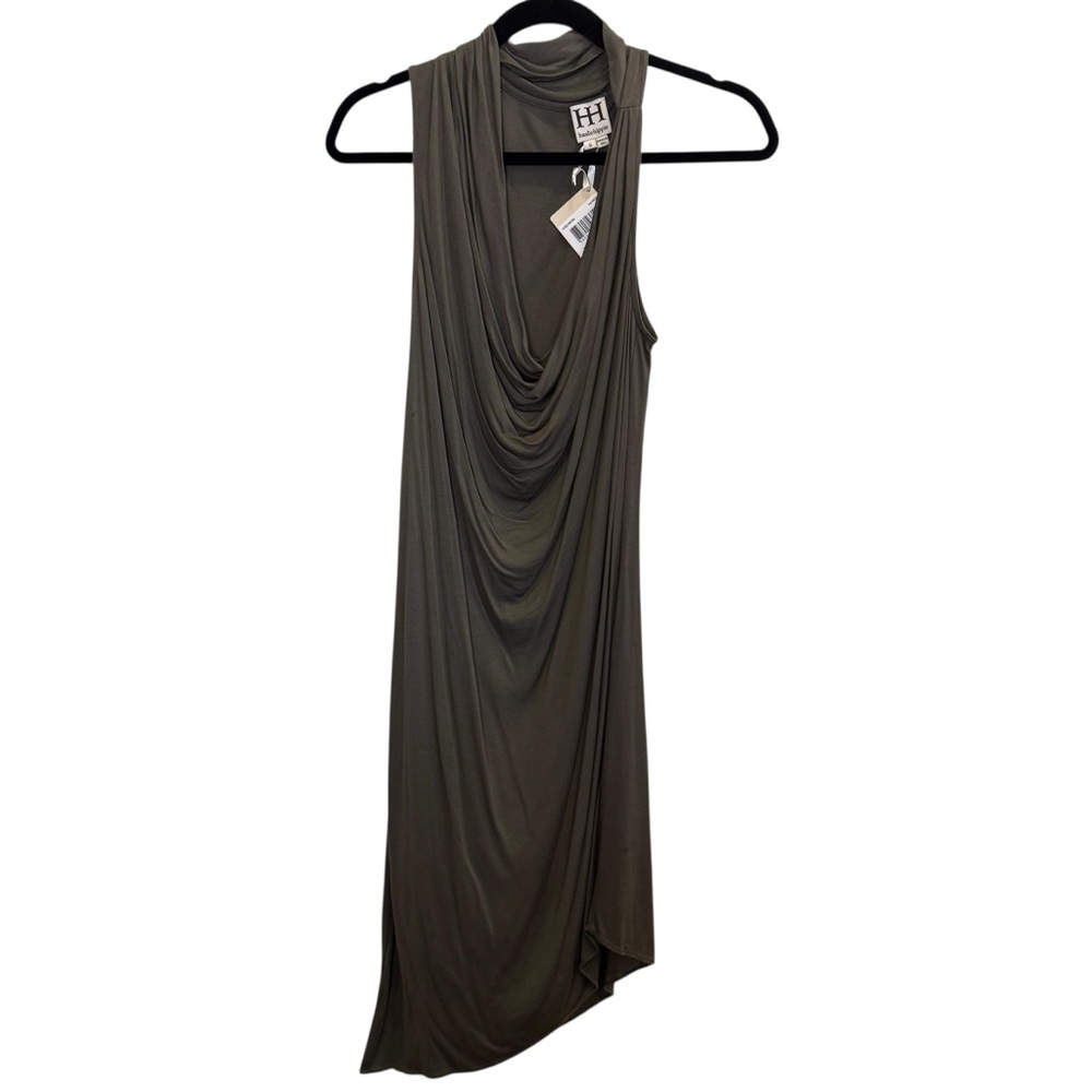 Haute Hippie USA Made Gray Asymmetrical Draped Sheath Dress sz S